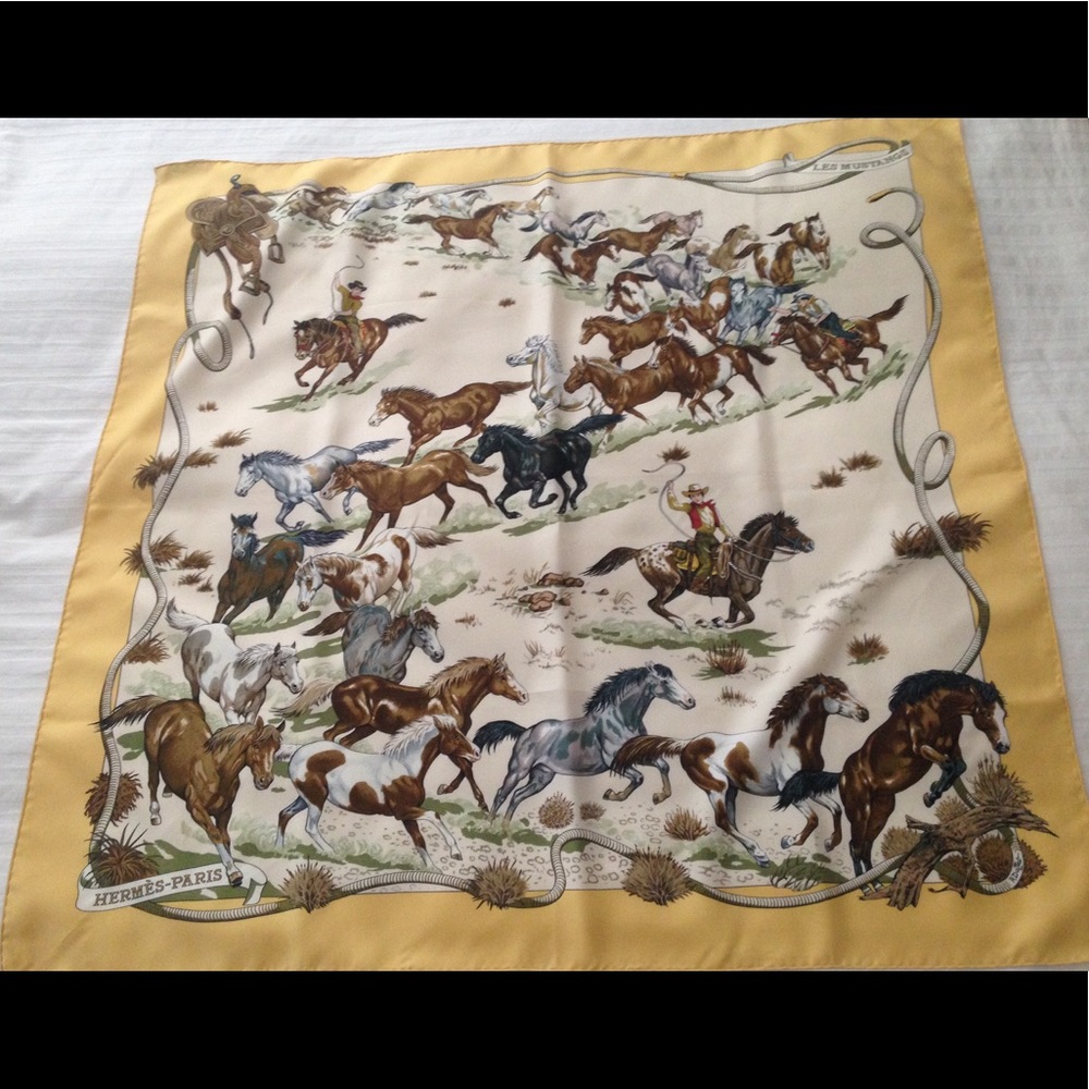 Hermès Vintage Robert Dallet "Les Mustangs" Scarf - Picture 2 of 8